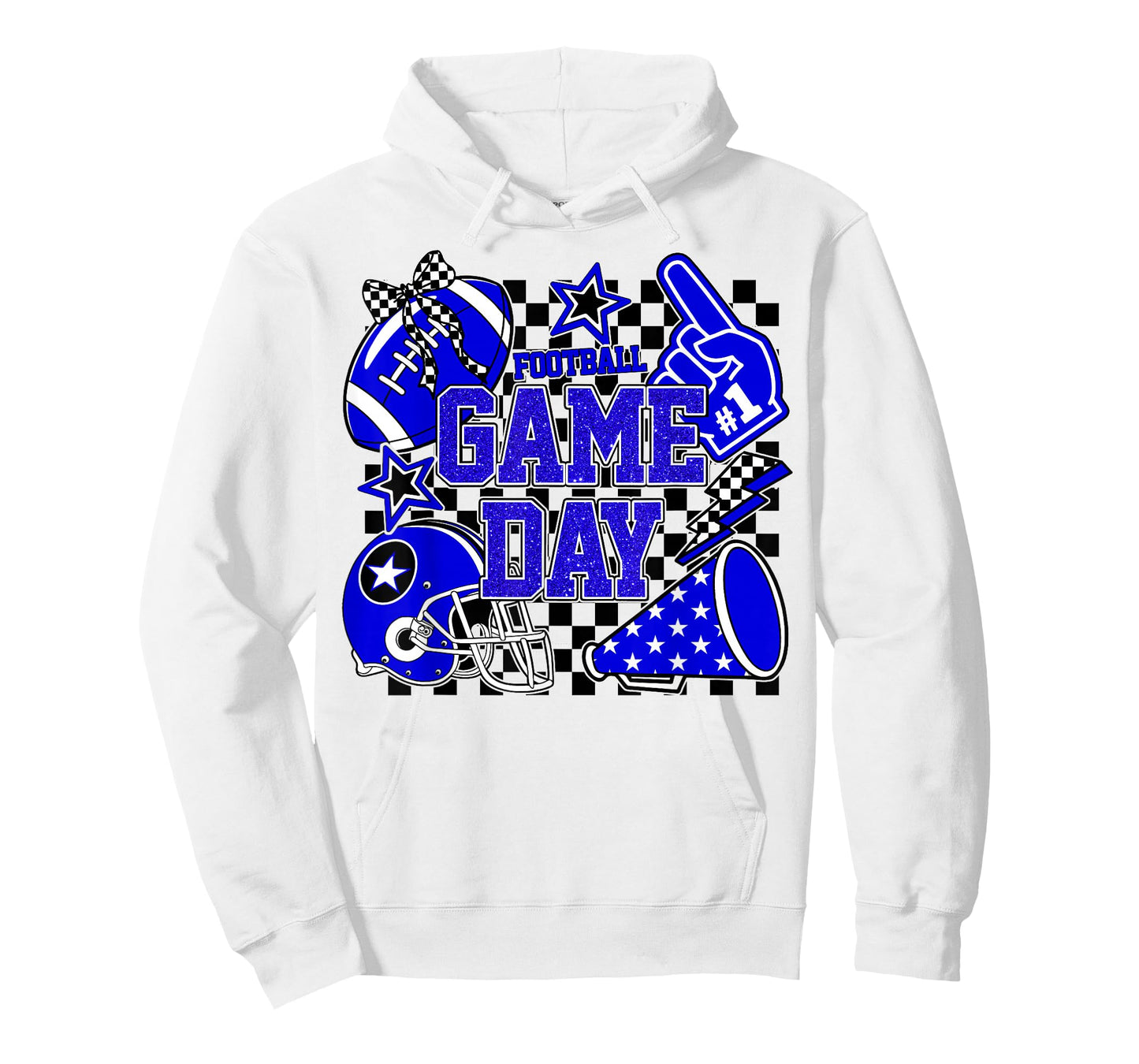 Game Day Football Touchdown Season Girly Team Spirit Blue T-Shirt
