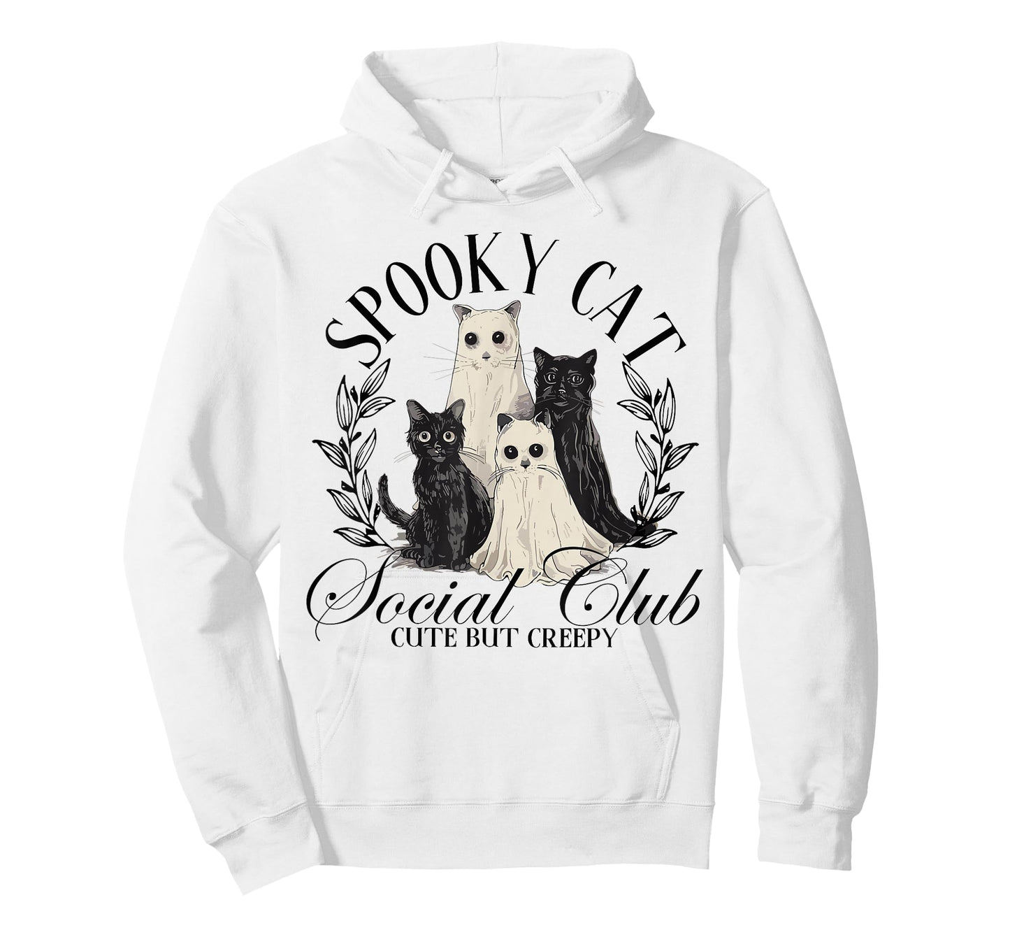 Spooky Cat Social Club Ghost Cat Halloween Gothic Black Cat T-Shirt