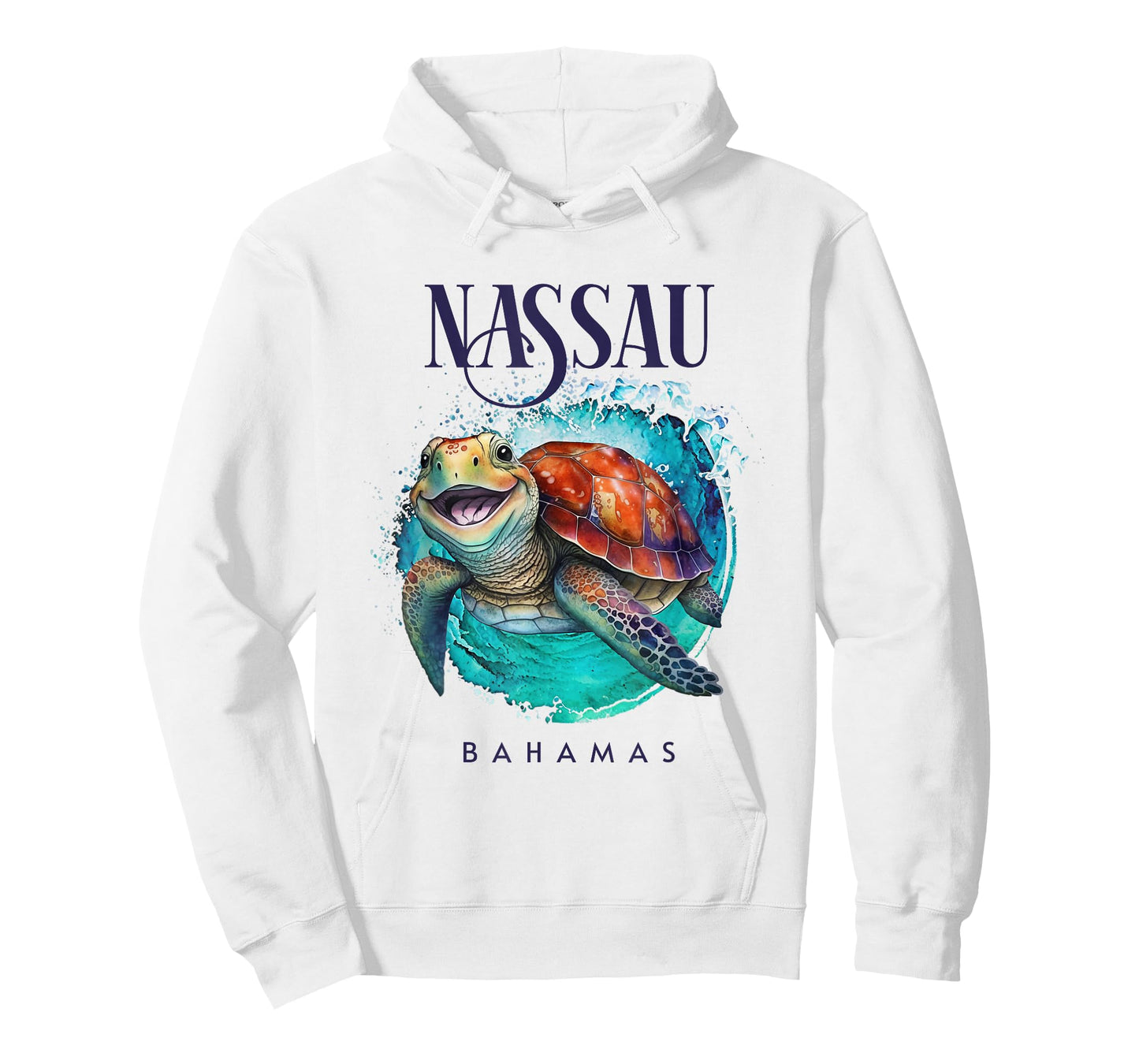 Nassau Bahamas Watercolor Happy Sea Turtle T-Shirt