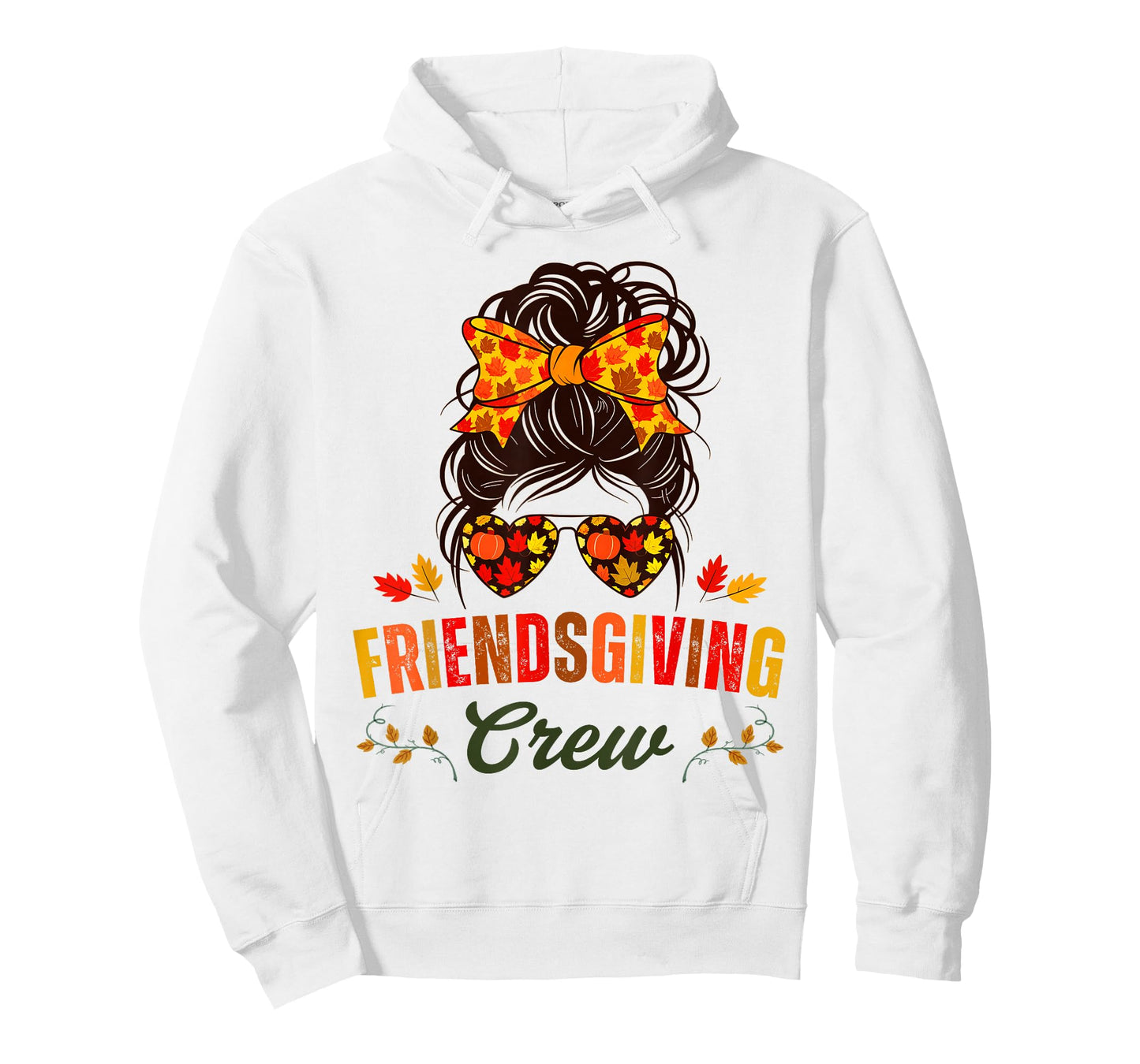 Friendsgiving Crew Fall Autumn Thanksgiving 2024 Messy Bun T-Shirt