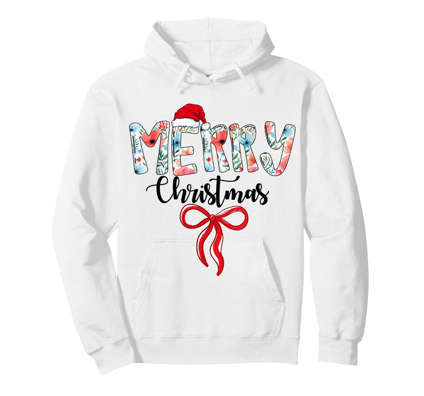 Merry Christmas Coquette Red Bow Girls Santa Hat Xmas Family T-Shirt