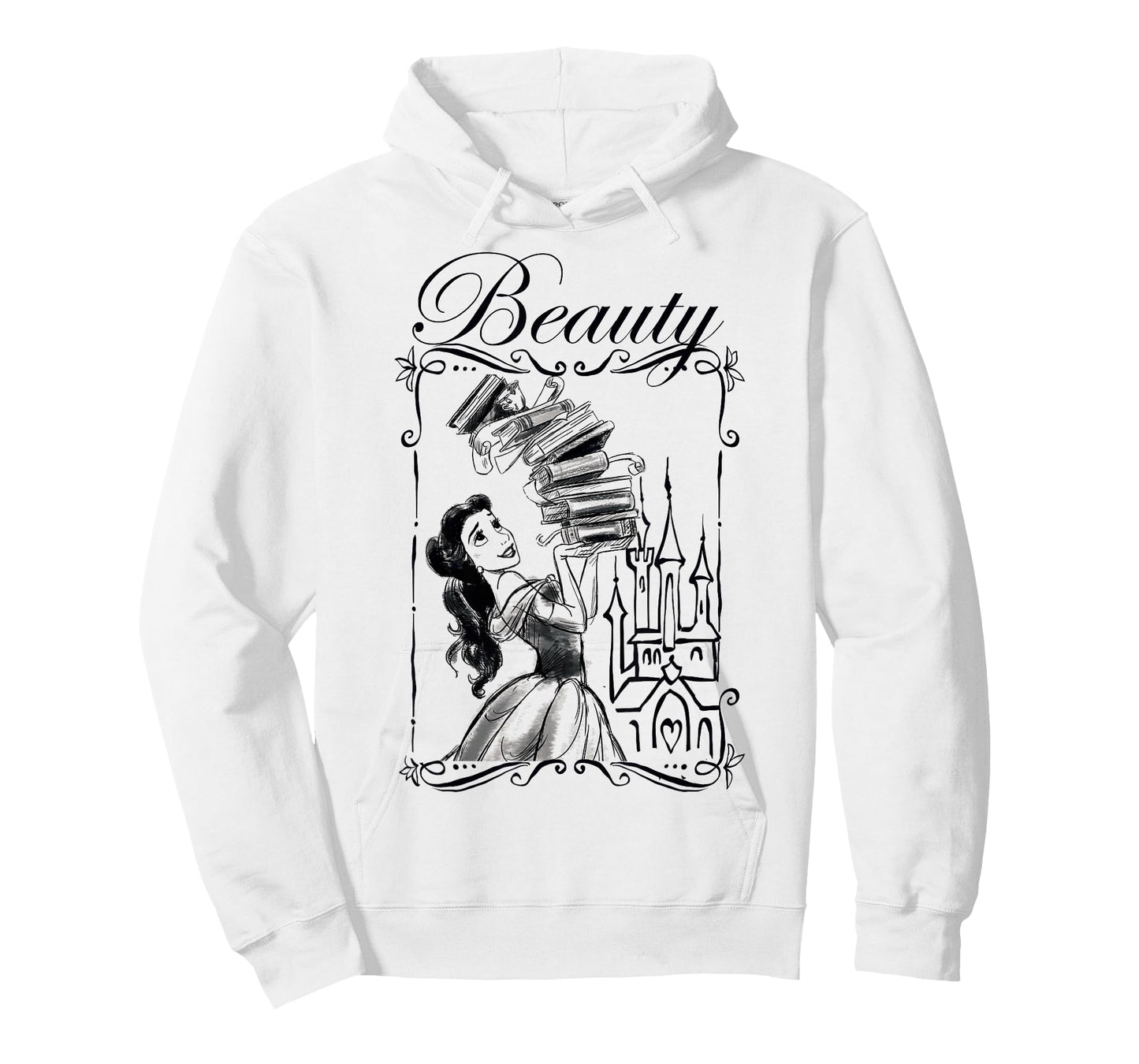 Disney Beauty and the Beast Belle Book Stack Sketch Portrait T-Shirt