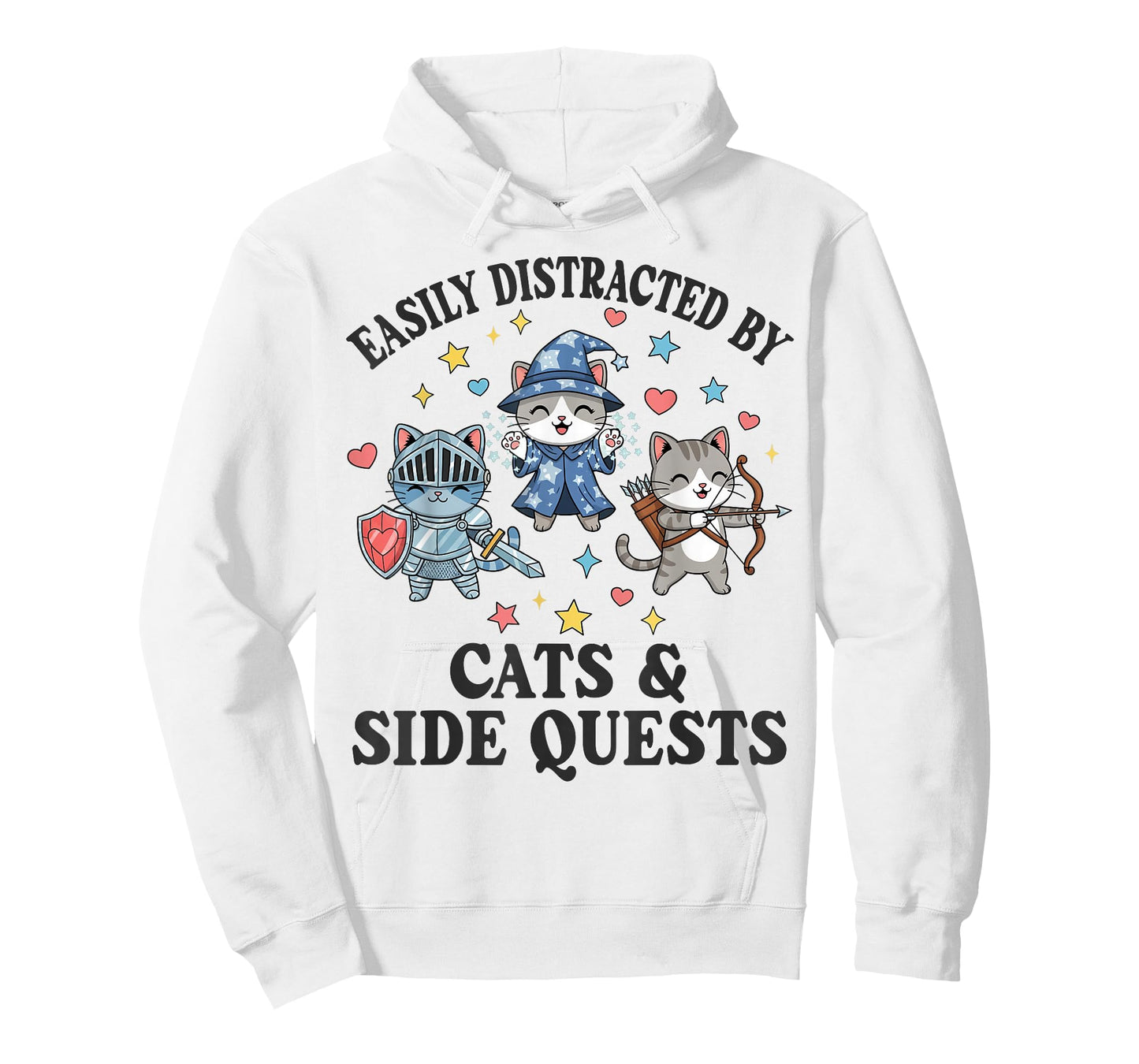 Kawaii Easily Distracted by Cats Side Quests Funny Gamer T-Shirt