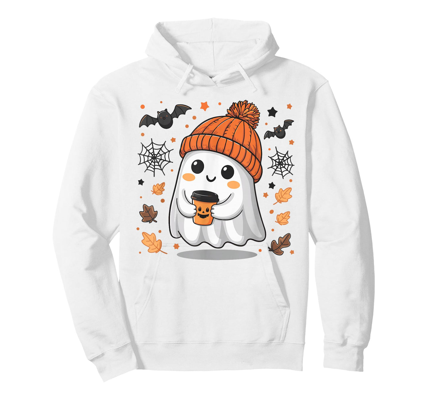Cute Ghost Drinking Coffee Halloween Ghost Ice Coffee Womens T-Shirt