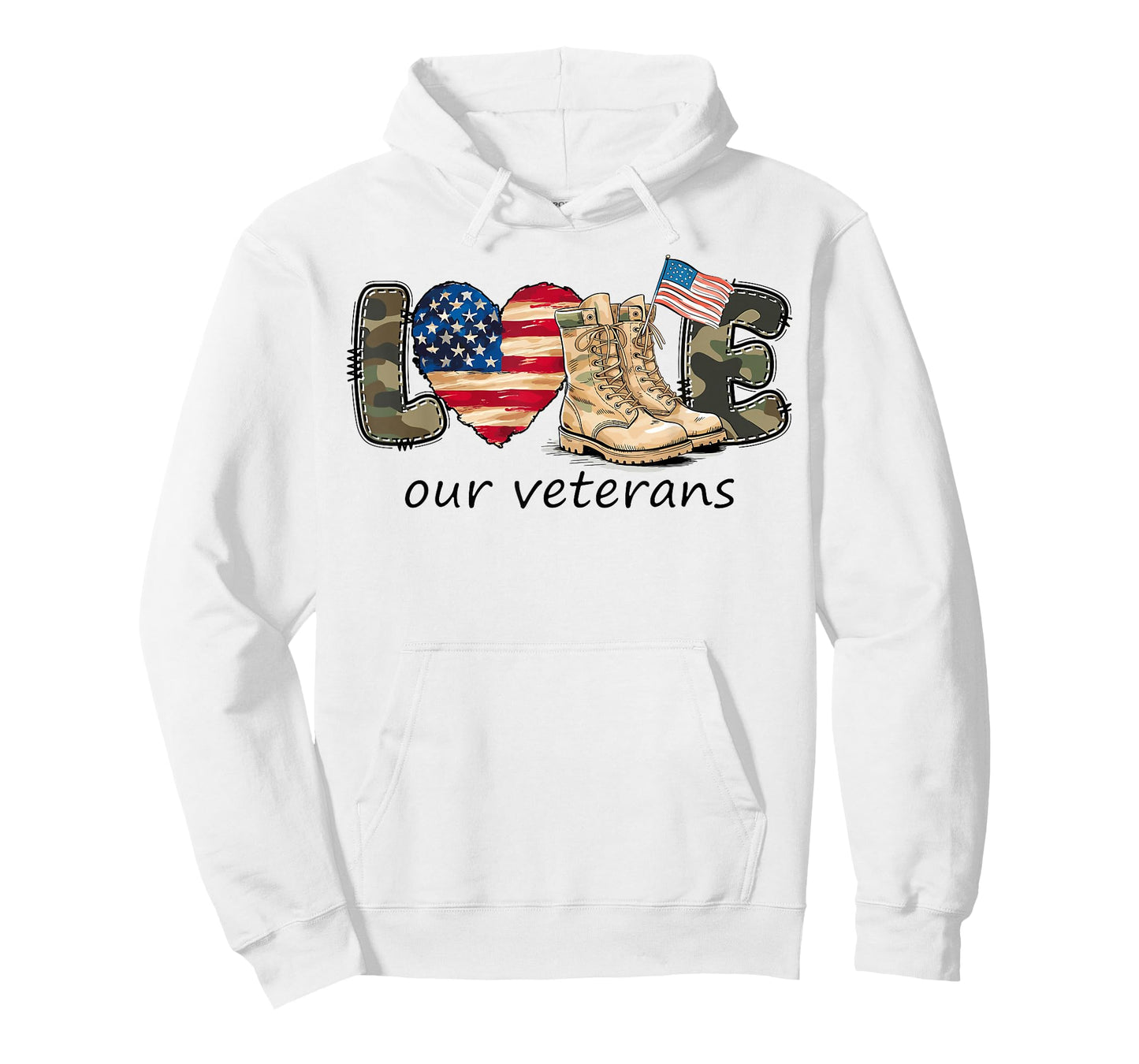 Love Our Veterans Proud Military American Flag Veterans Day T-Shirt