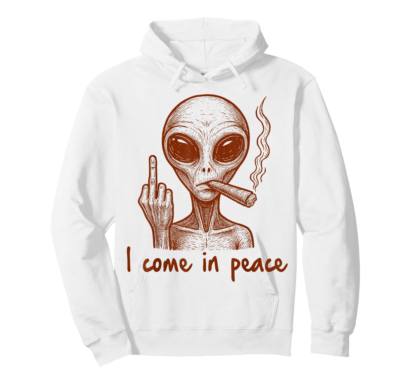 Alien Smoking Weed UFO Hunting Middle Finger I Come in Peace T-Shirt