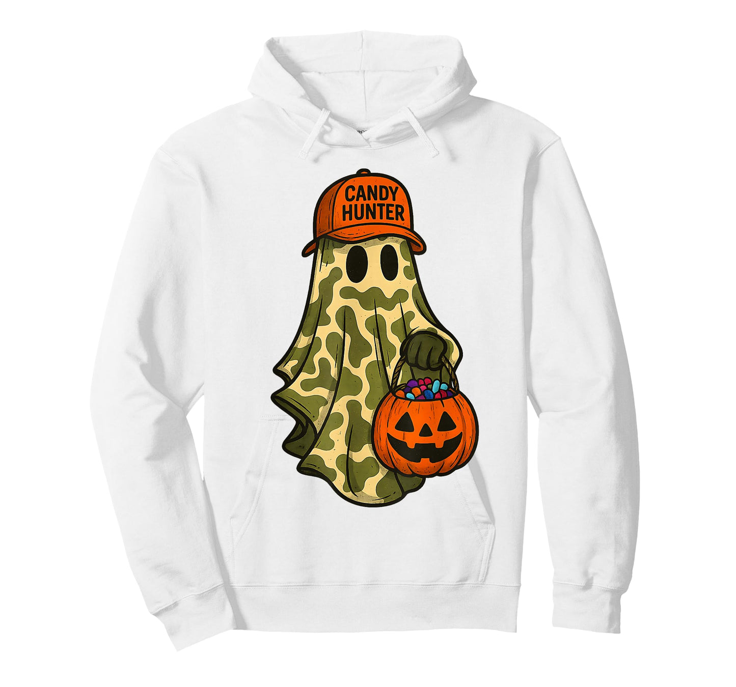 Camo Ghost Candy Hunter Halloween Funny Boys Kid Men Hunting T-Shirt