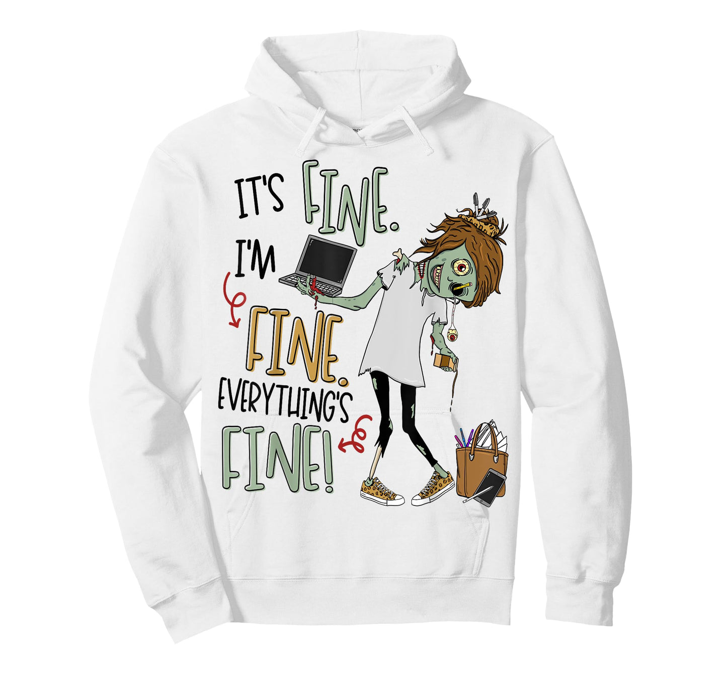 It's Fine, I'm Fine, Everything's Fine Zombie Teacher Life Men Women Kids T-Shirt