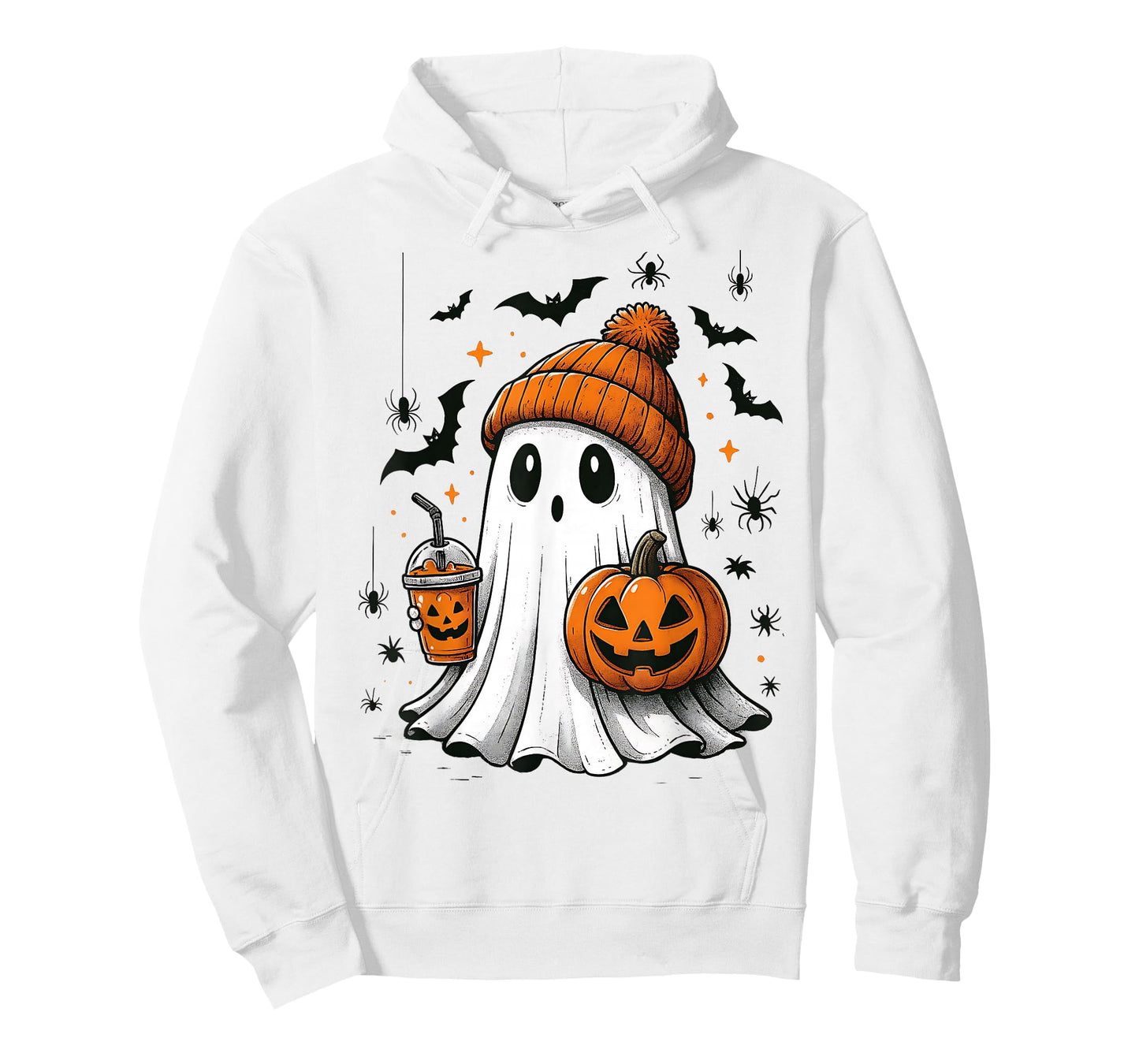 Ghost Drinking Boba Tea Pumpkin Spooky Cute Ghost Halloween T-Shirt