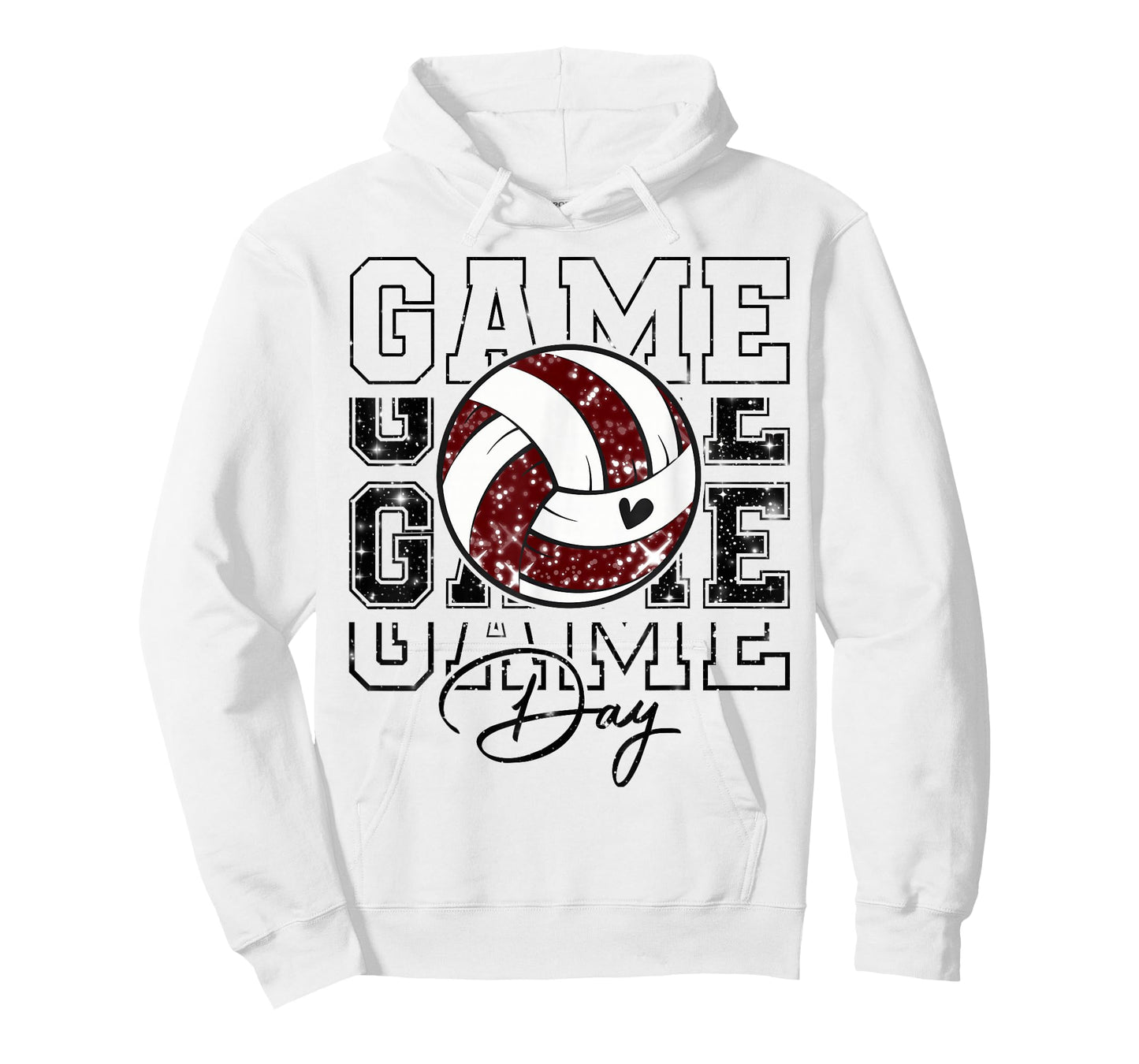 Volleyball Game Day Girls Volleyball Mom Maroon & White T-Shirt