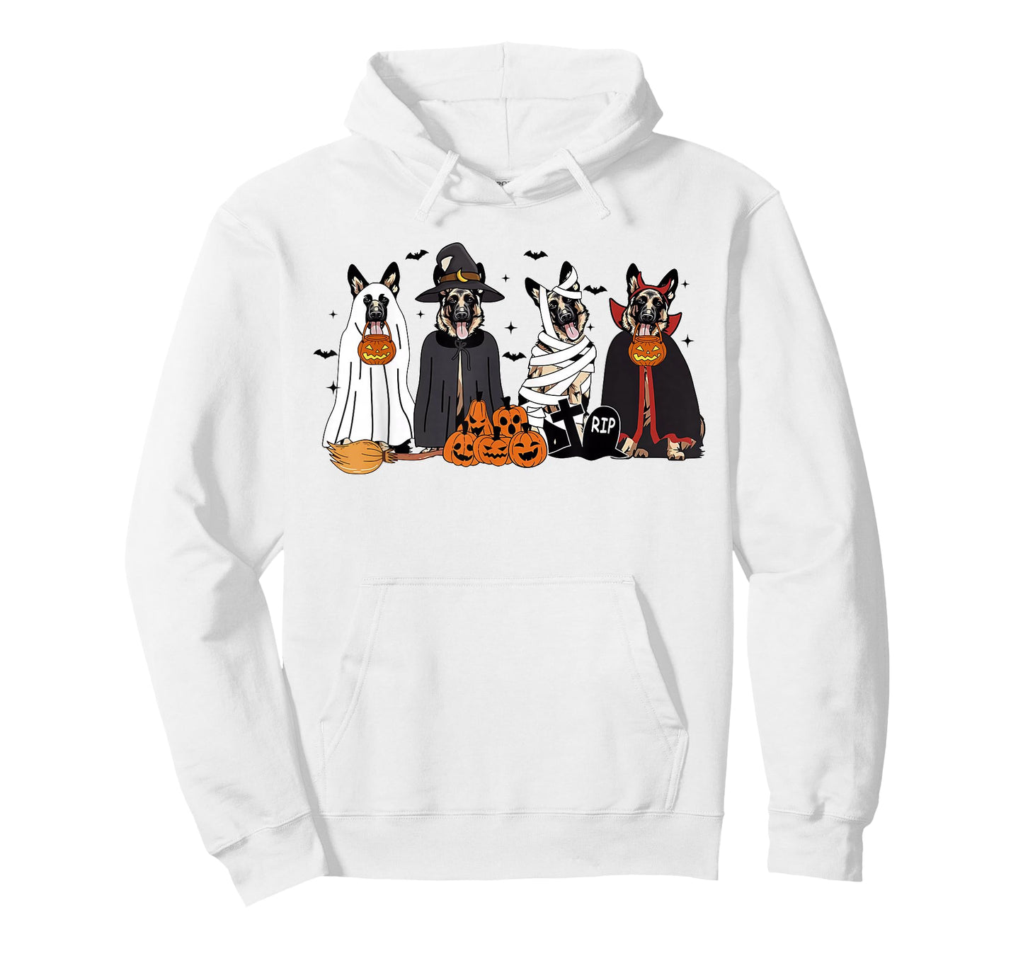 Funny German Shepherd Dogs Dressed As Ghost Spooky Halloween T-Shirt