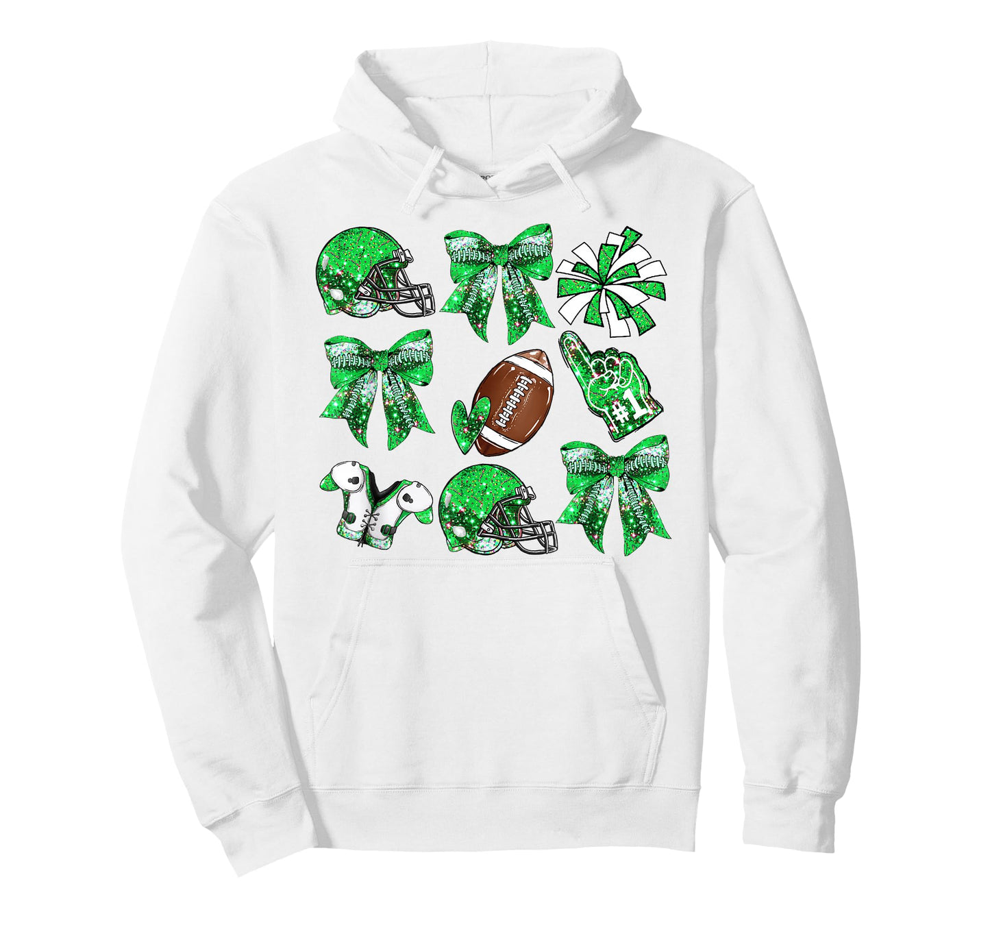 Green Coquette Bow Football Game Day Women Girls Kids T-Shirt