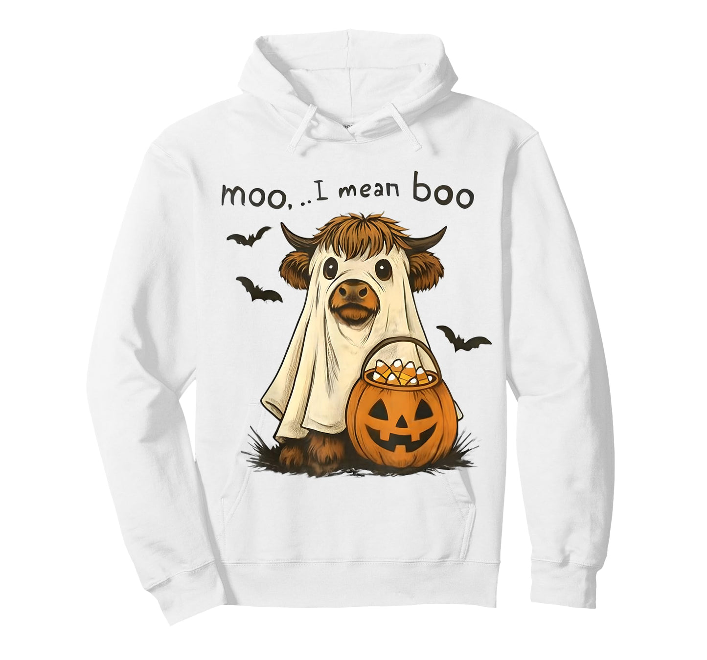 Funny Highland Cow Ghost Costume Spooky Halloween Outfit T-Shirt