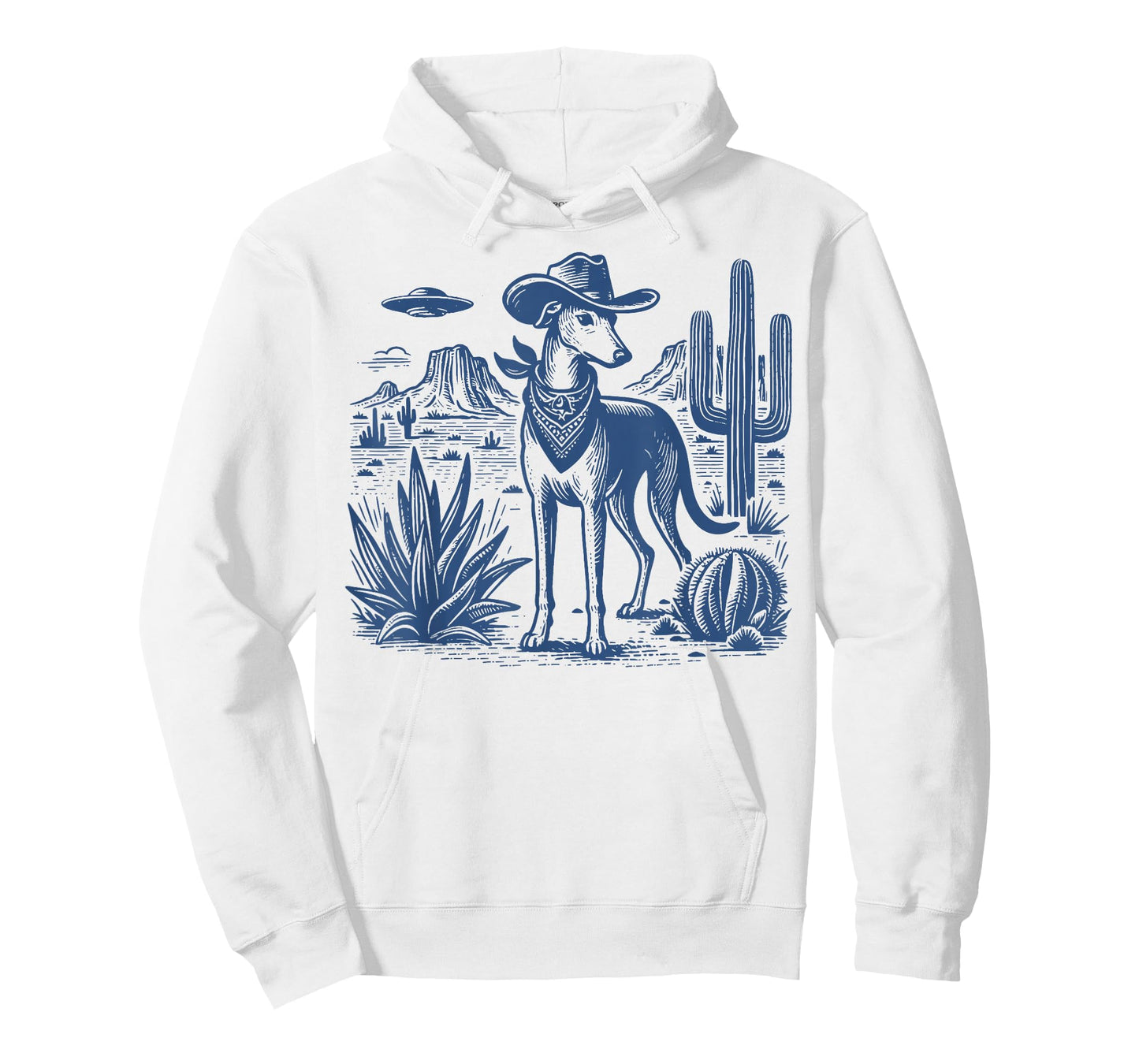 UFO Greyhound Western Alien Vintage 90s Whippet Cowboy Dog T-Shirt