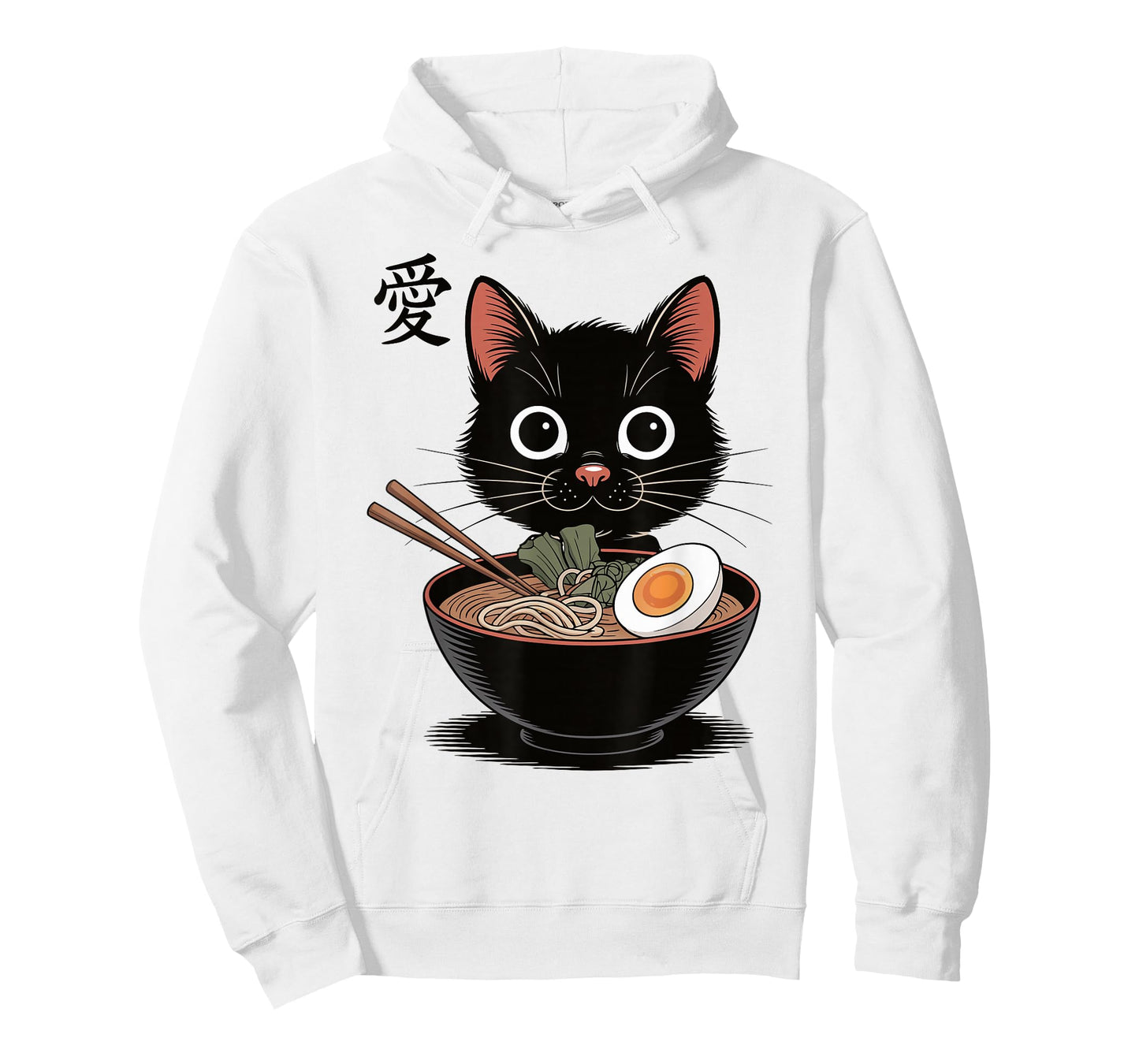 Funny Kawaii Ramen Cat Neko Anime Kanji Love Kitten Art T-Shirt