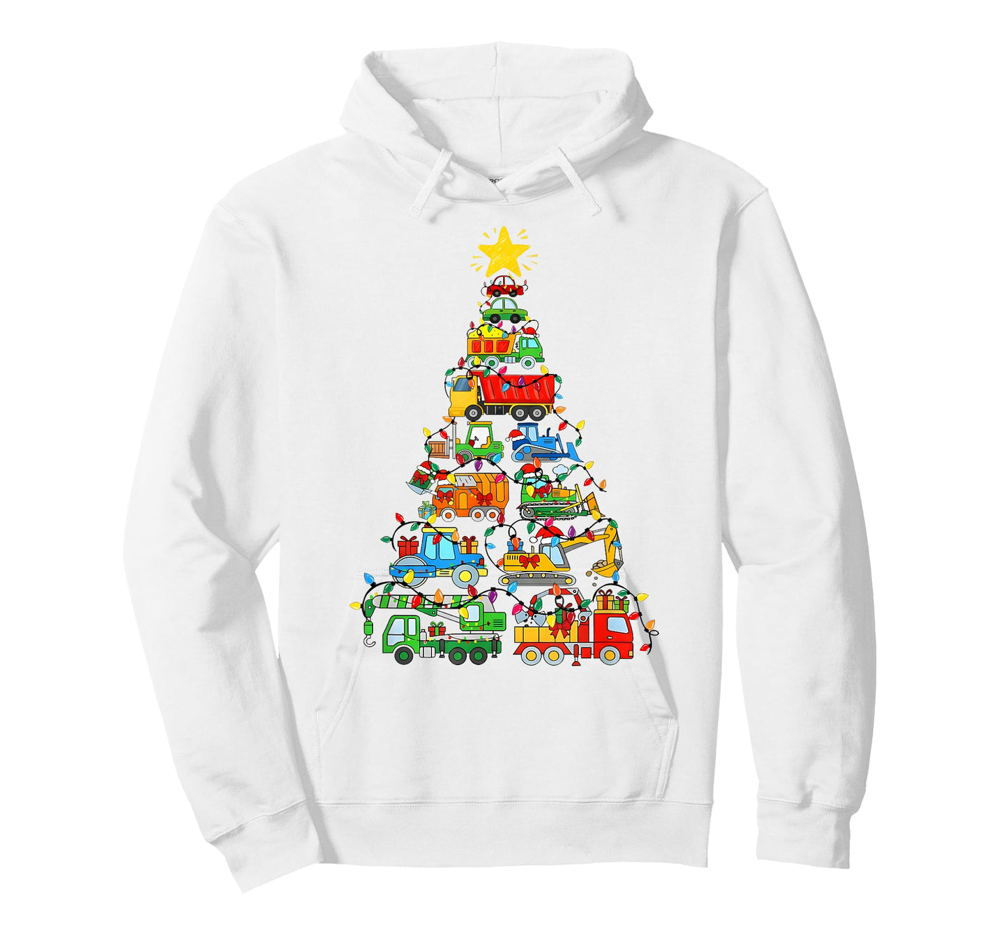 Construction Truck Christmas Tree Xmas Cars Boys Toddlers T-Shirt