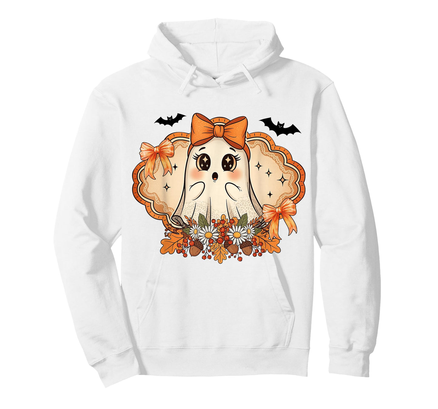 Boo Ghost Halloween Coquette Bow Spooky Season Girls Kids T-Shirt