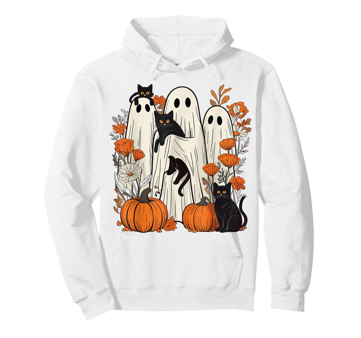 Retro Halloween Ghost Holding Black Cat Costume Men Women T- T-Shirt