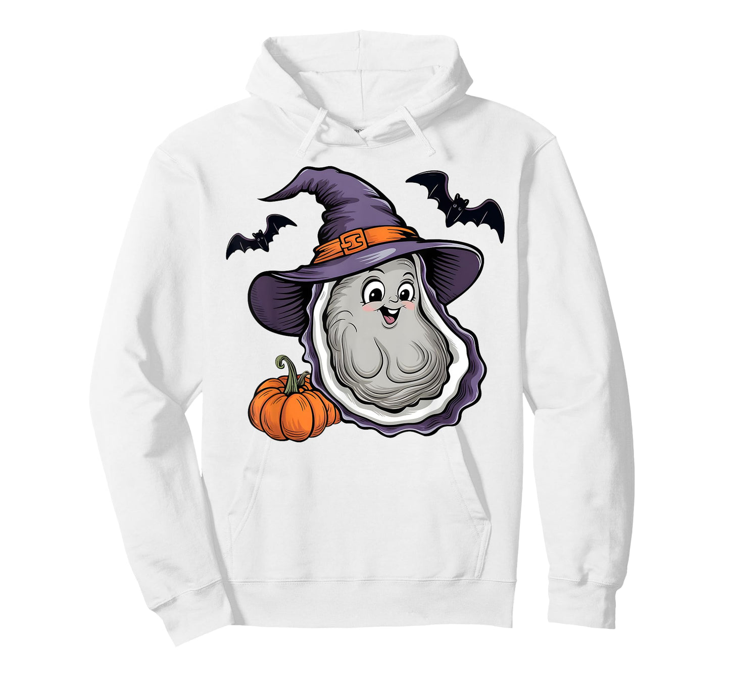 Funny Pumpkin Bat Witch Costume Oyster Halloween T-Shirt