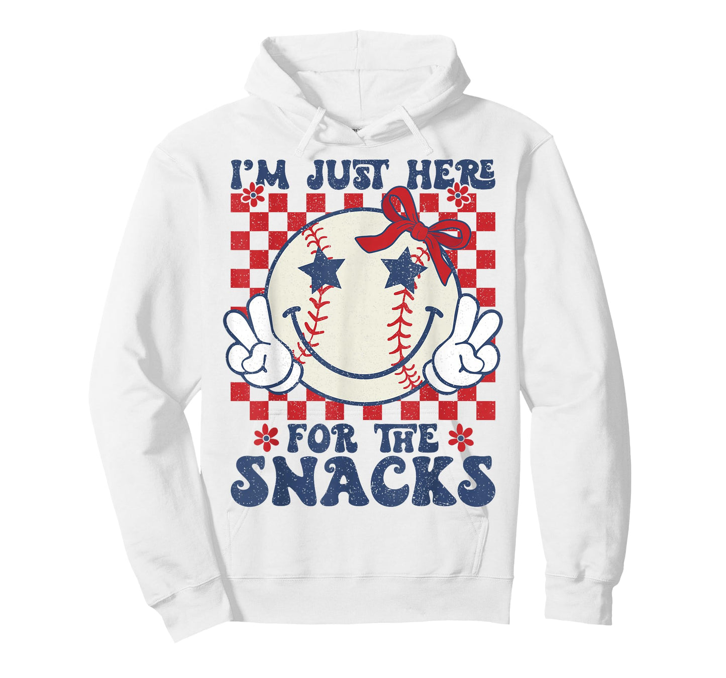 Retro Baseball Sister I'm Just Here for the Snacks Girls Mom T-Shirt