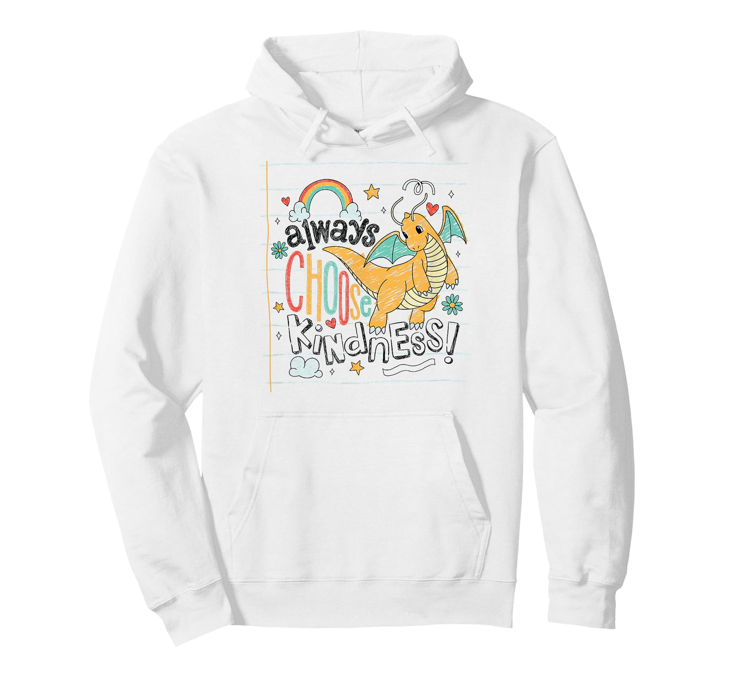 Pokémon - Dragonite Flying Always Choose Kindness Doodle T-Shirt