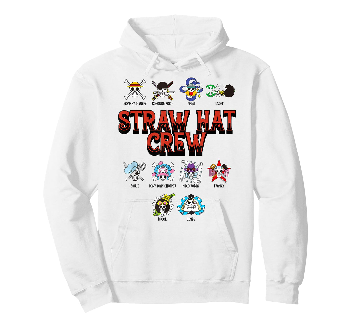 One Piece Anime Straw Hat Crew Jolly Roger Logos T-Shirt