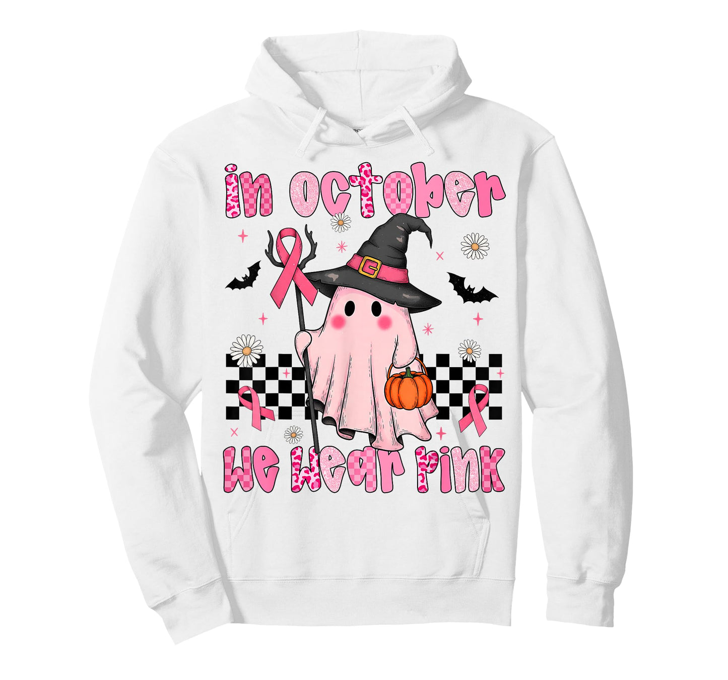 Breast Cancer Awareness In October We Wear Pink Ghost Ribbon T-Shirt