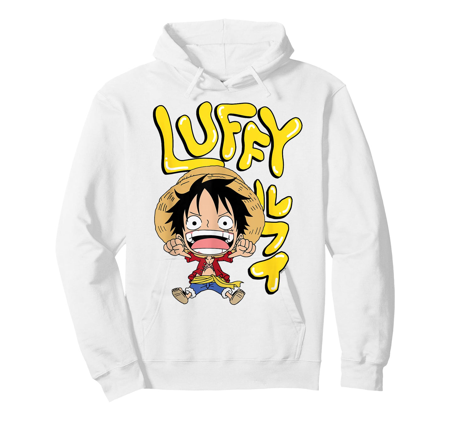 One Piece Anime Luffy Chibi with Bubble Letters T-Shirt