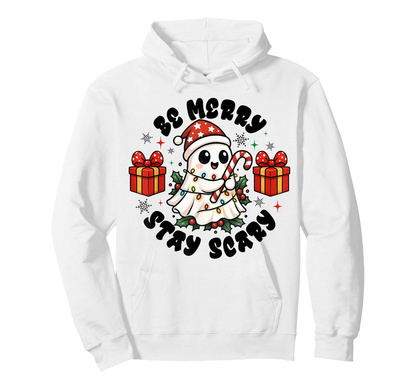 Be Merry Stay Scary Cute Ghost Christmas Holiday Pajama T-Shirt