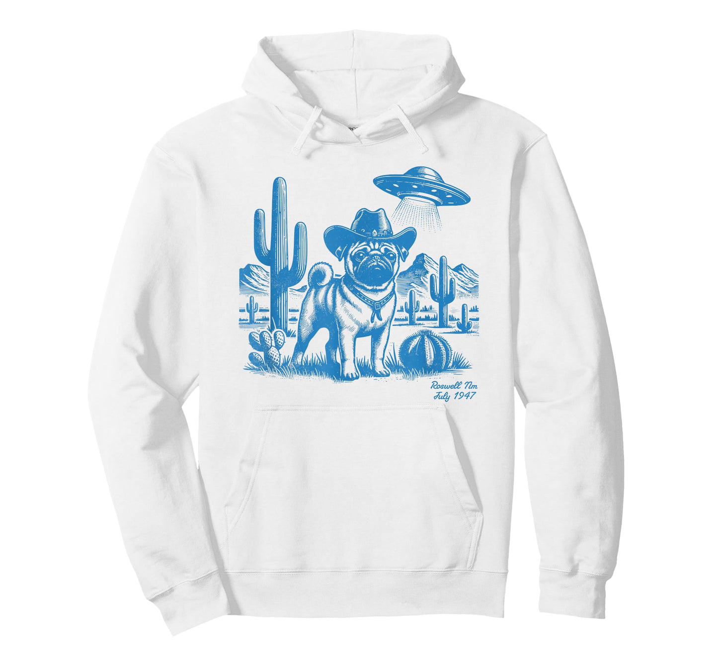 UFO Western Pug Cowboy Cactus Desert Cowgirl Mom Dad Pet T-Shirt