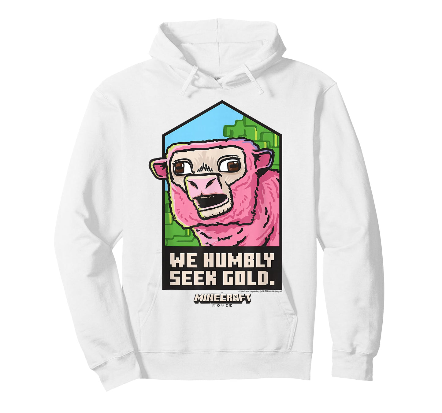 A Minecraft Movie We Humbly Seek Gold Pink Sheep Portrait T-Shirt