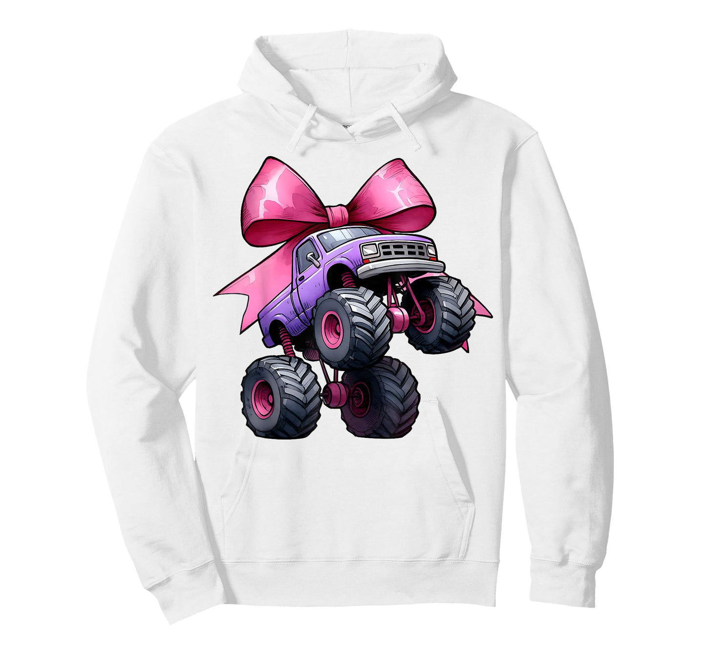 Coquette Bow Monster Truck Mothers Day Pink Ribbon Mom Girl T-Shirt