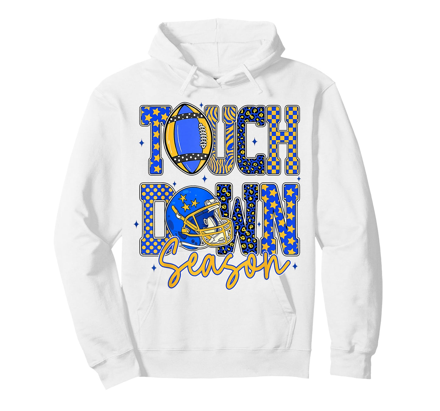 Leopard Blue Gold Checkered Football Touchdown Season T-Shirt
