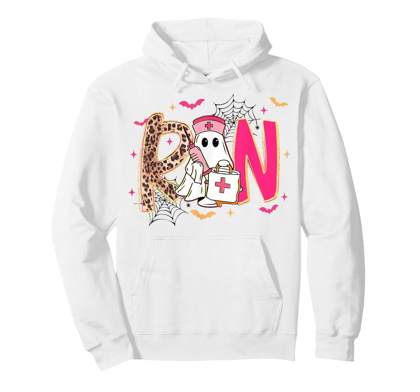 Leopard Spooky RN Nurse Halloween Fall Ghost Boo Nursing T-Shirt