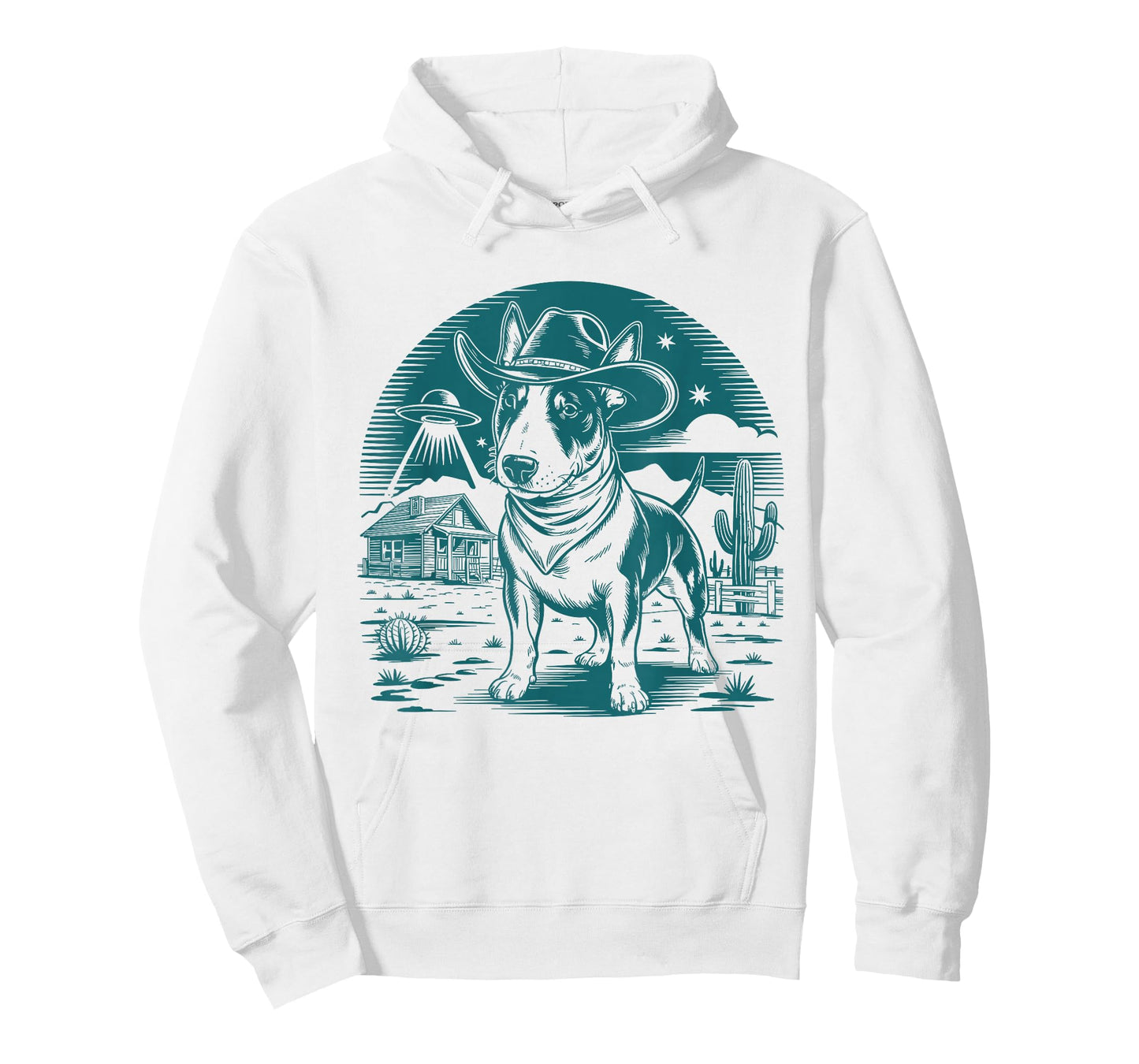 Bull Terrier Cowboy UFO Shirt Vintage Western Dog Mom Tee T-Shirt