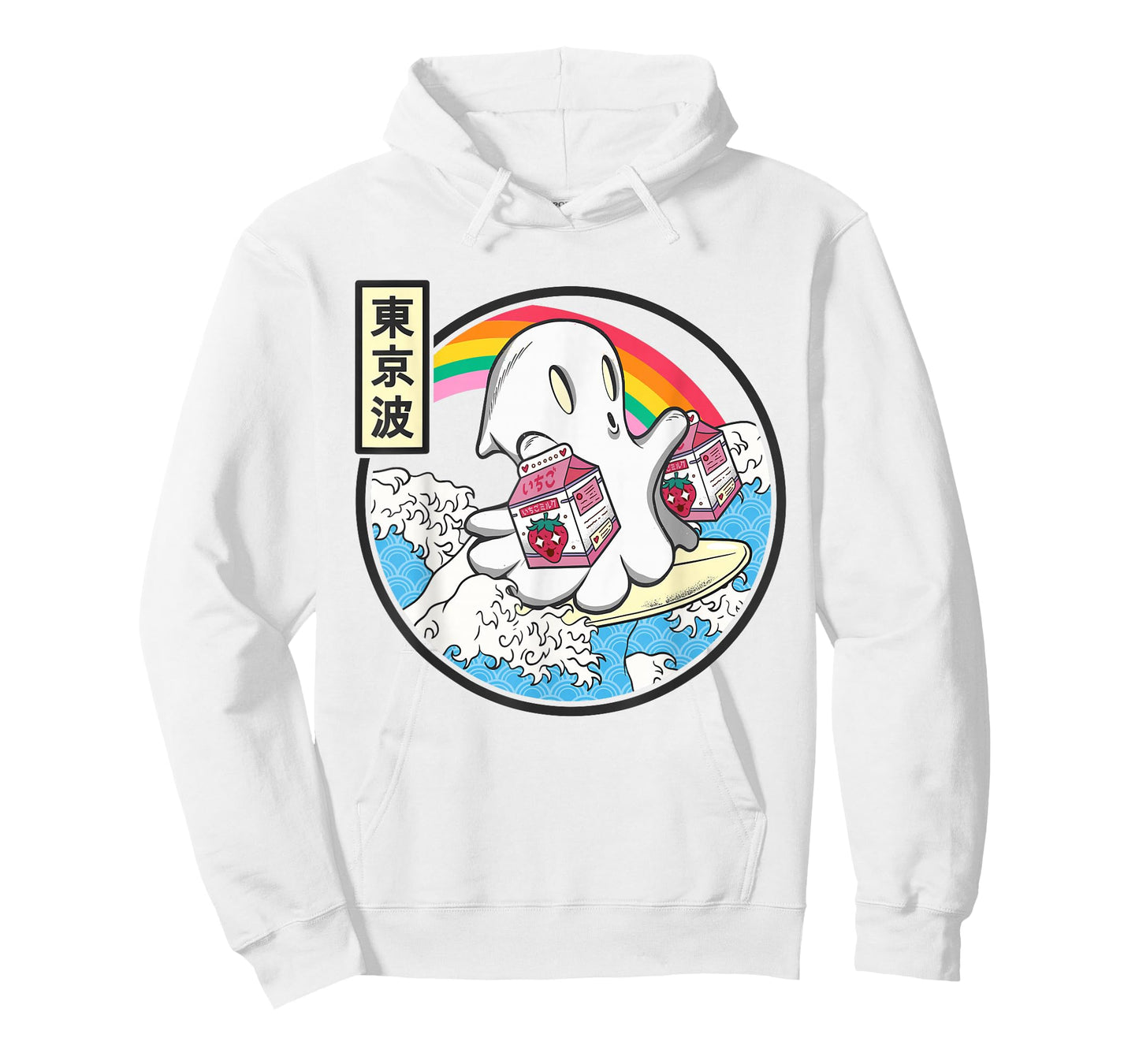 Ghost Strawberry Milk Great Waves Kawaii Aesthetic T-Shirt