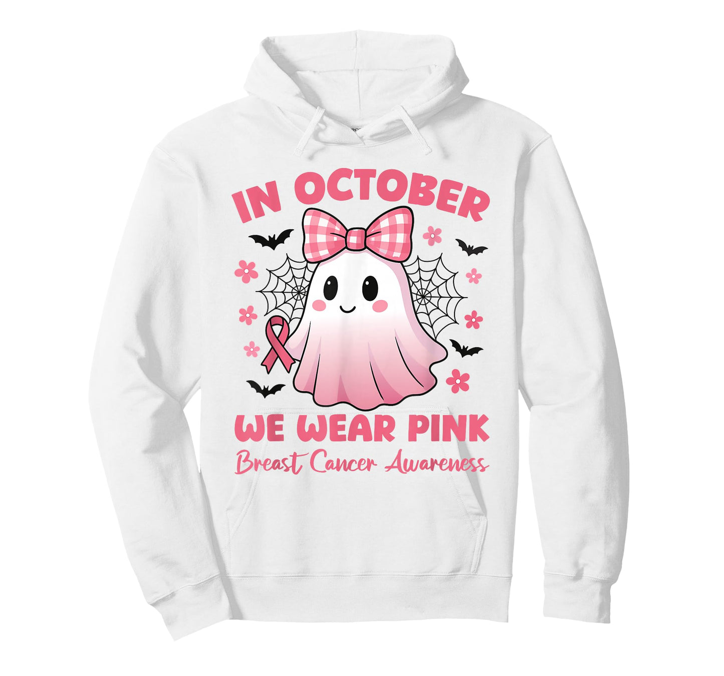 in October We Wear Pink Cute Ghost Awareness T-Shirt