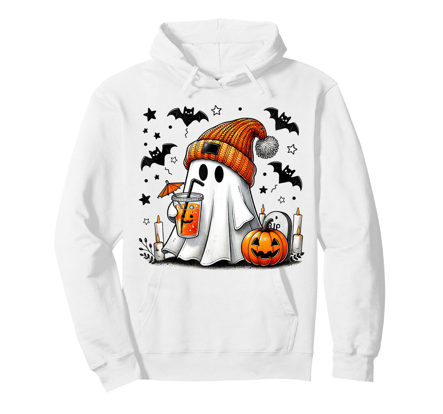 Cute Ghost Drinking Coffee Halloween Ghost Coffee Womens T-Shirt