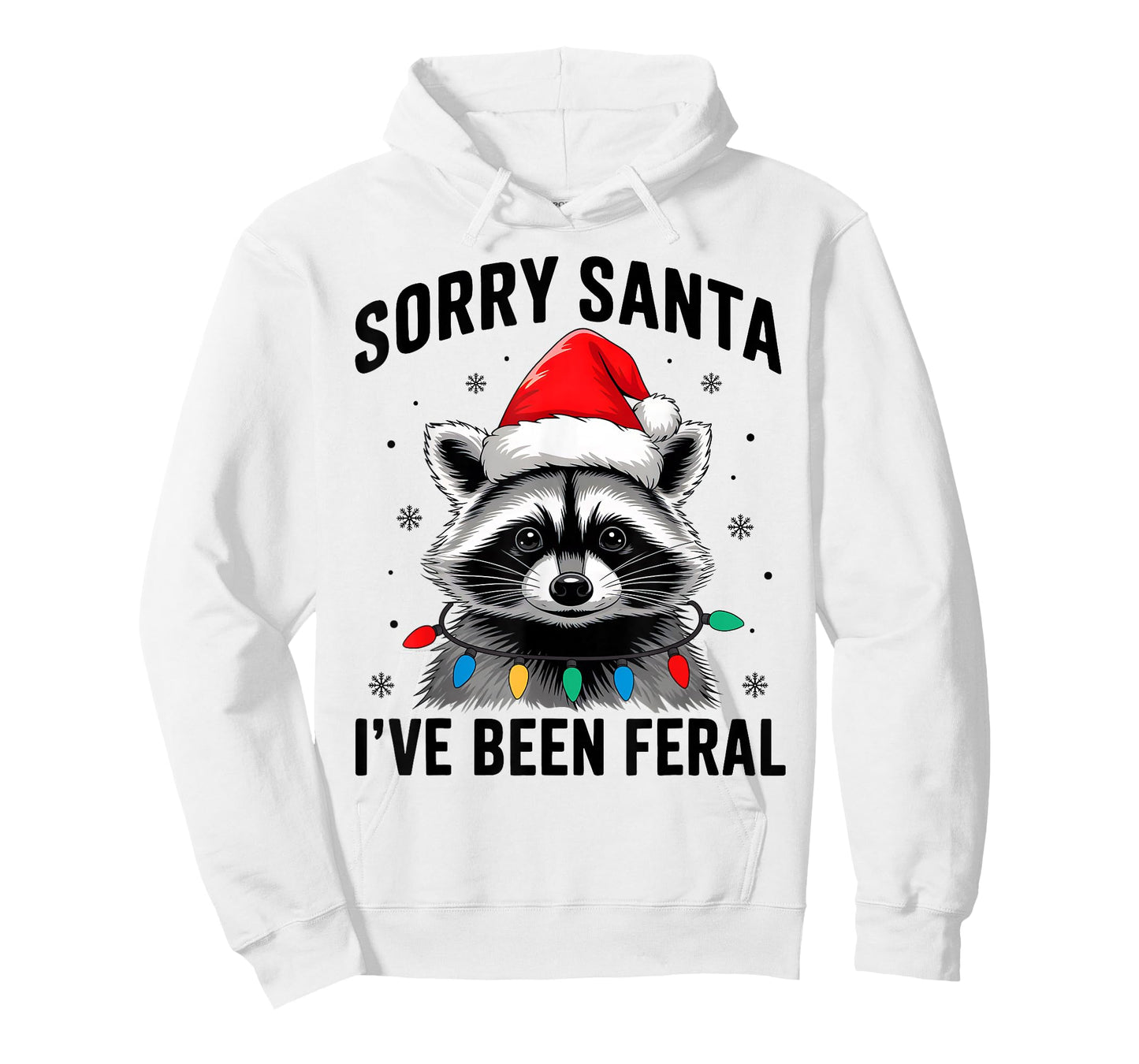 Sorry Santa I've Been Feral Funny Christmas Lights Raccoon T-Shirt
