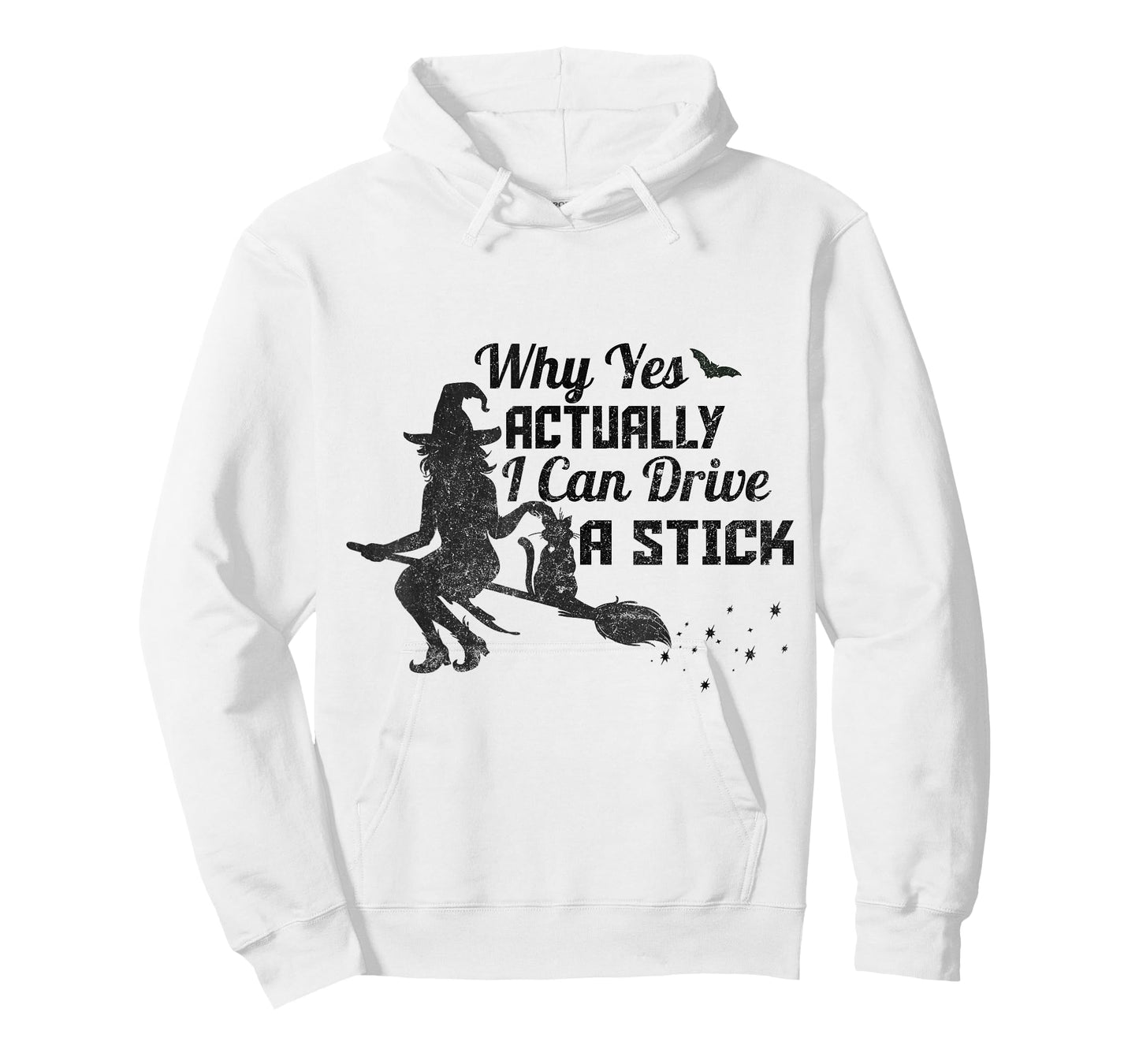 Why Yes Actually I Can Drive a Stick Halloween Witch & Cat T-Shirt for Men Women Kids