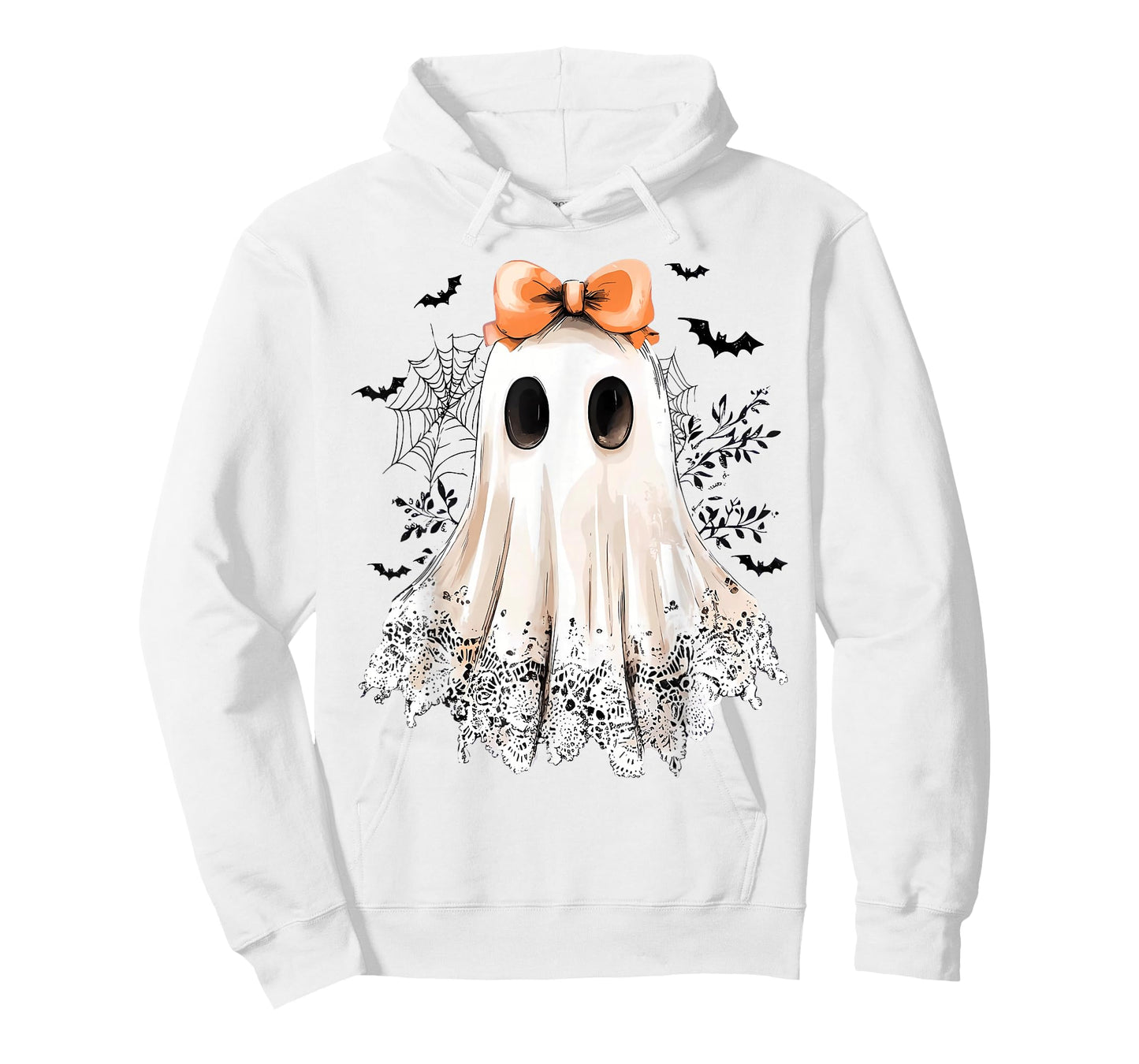 Cute Lace Ghost Boo Girly Bow Halloween Costume Women Girls T-Shirt