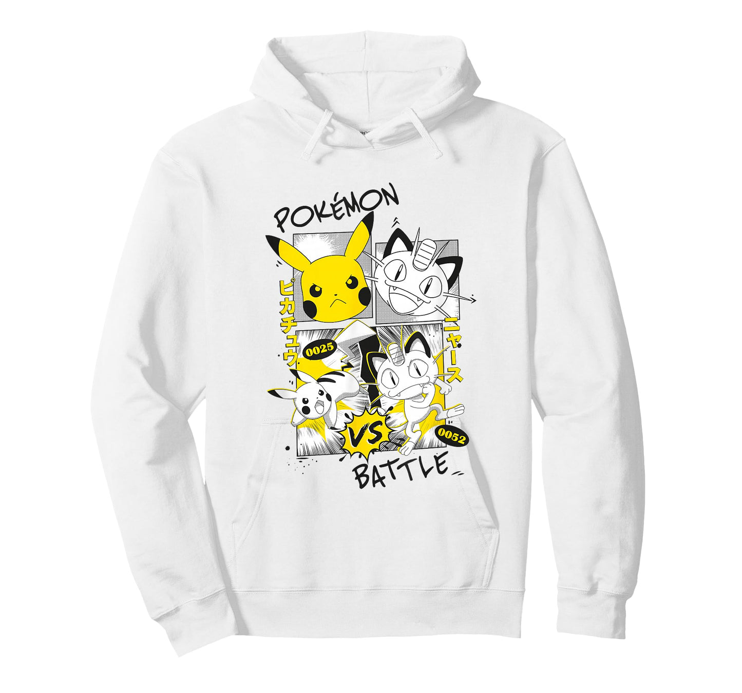 Pokémon Pikachu Vs Meowth Retro Panels Kanji Big Chest T-Shirt