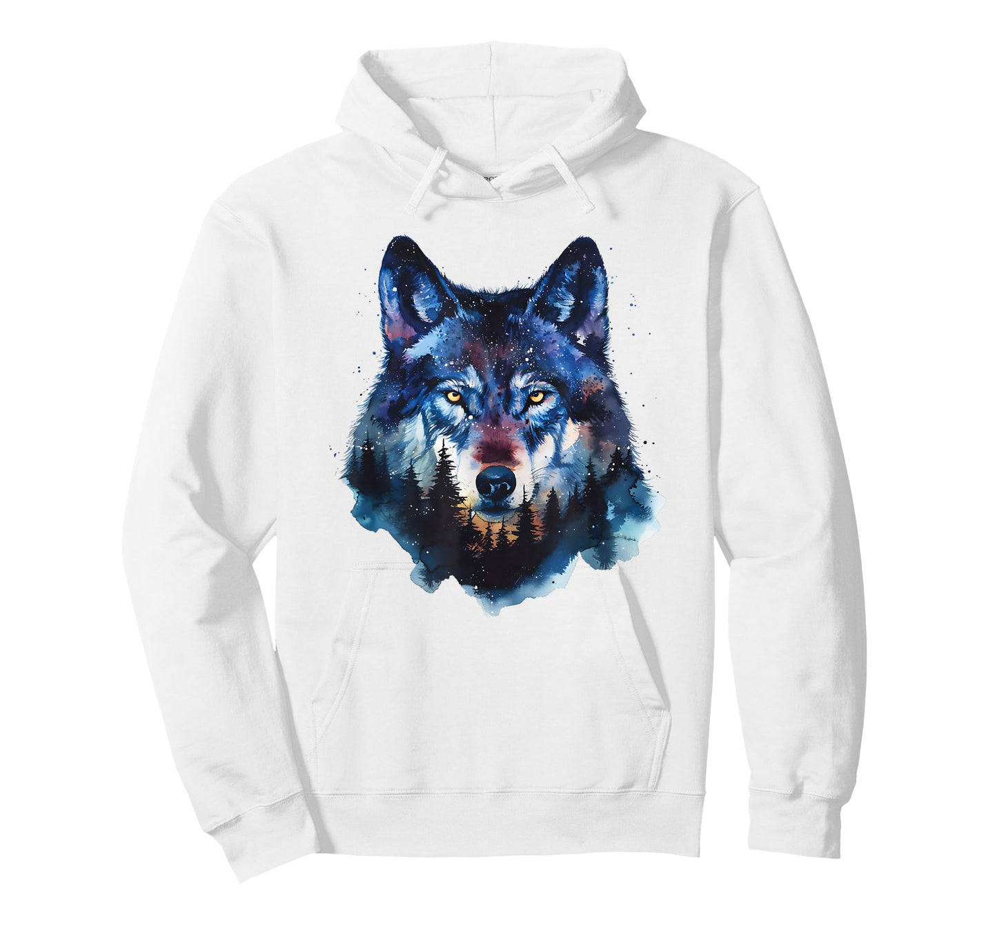 Wolf Splash Art Animal Face Forest Landscape Wolf T-Shirt