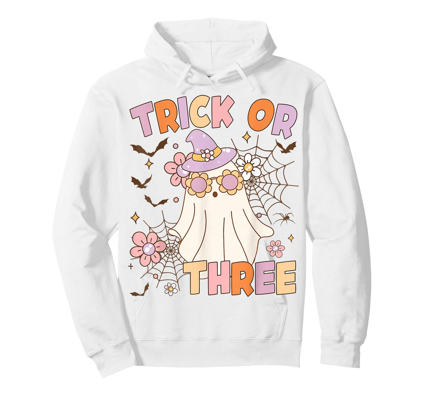 Trick or Three Cute Ghost Groovy 3rd Birthday Spooky 3 Years T-Shirt