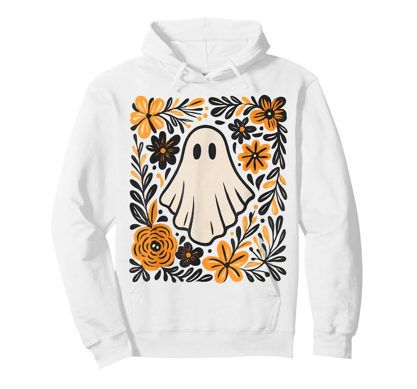 Cute Ghost Wildflower Spooky Season Halloween Trick Or Treat T-Shirt