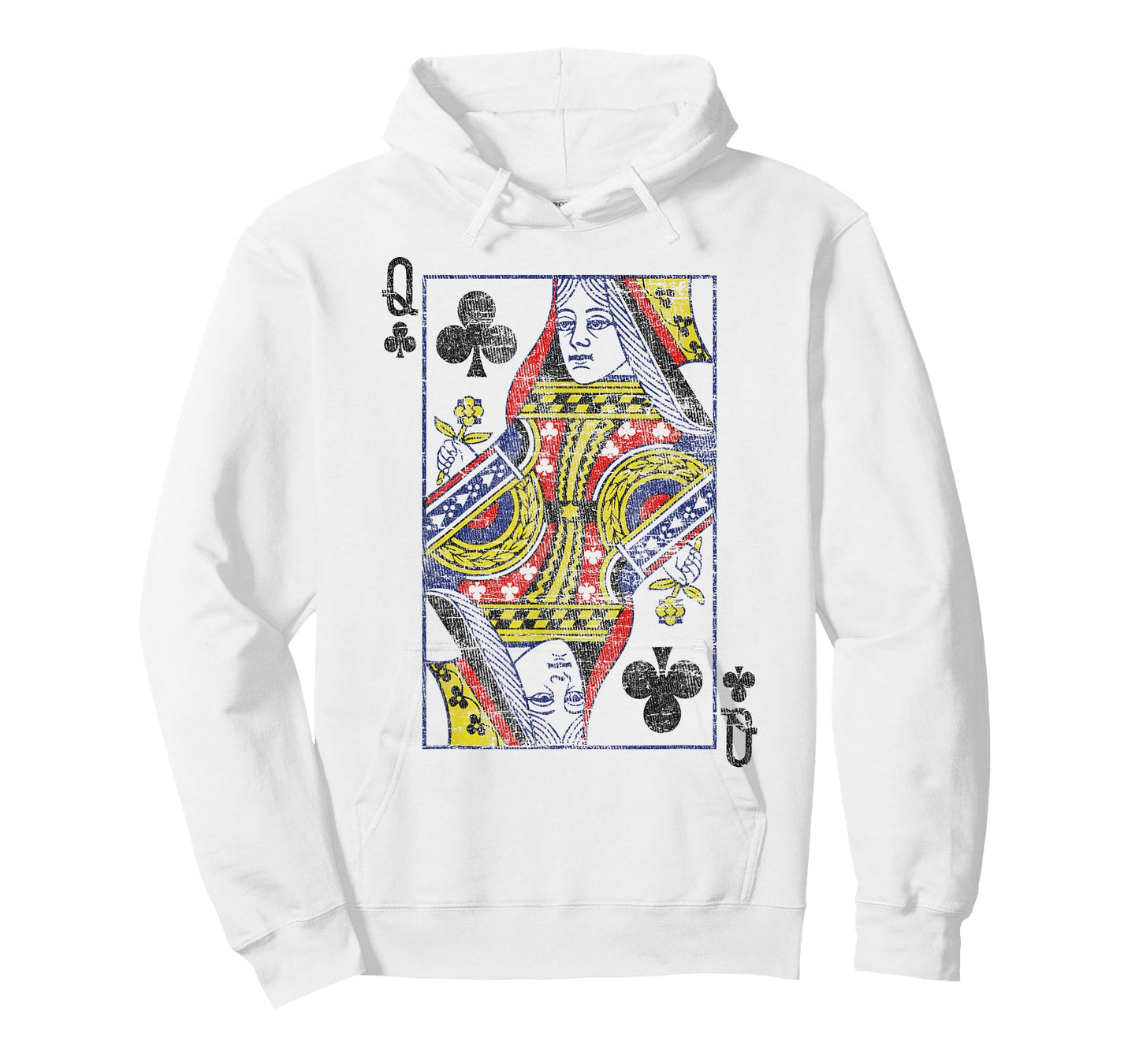 Queen of Clubs Playing Card Costume Poker Distressed T-Shirt