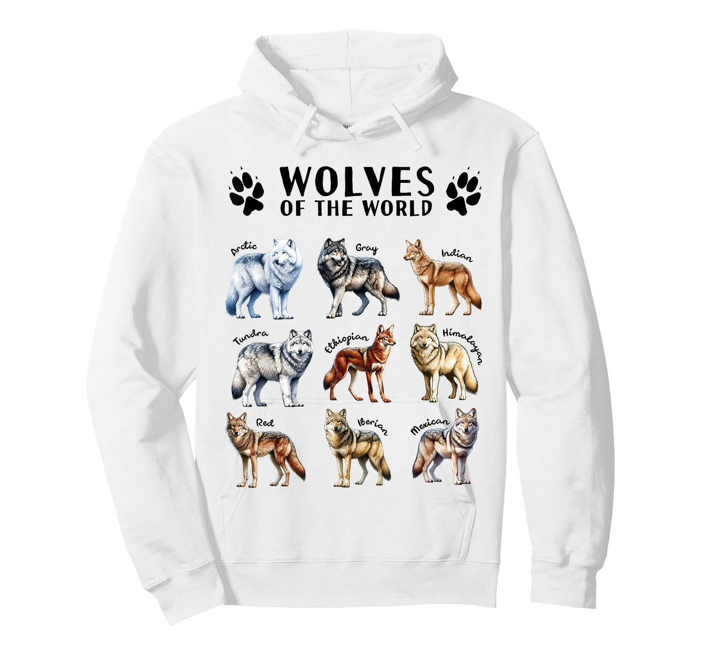 Wolves of the World Educational Collection Wolf Types Animal T-Shirt