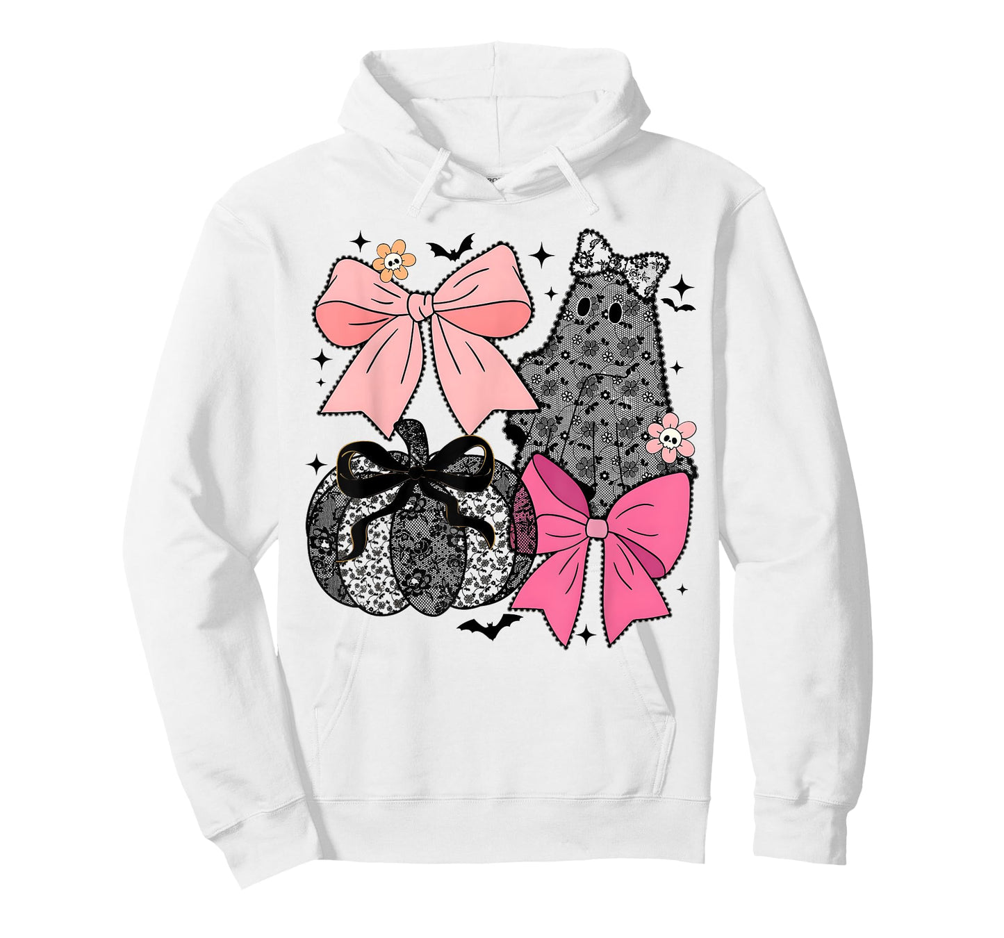 Lace Coquette Bow Boo Ghost Pumpkin Halloween Women Kids T-Shirt