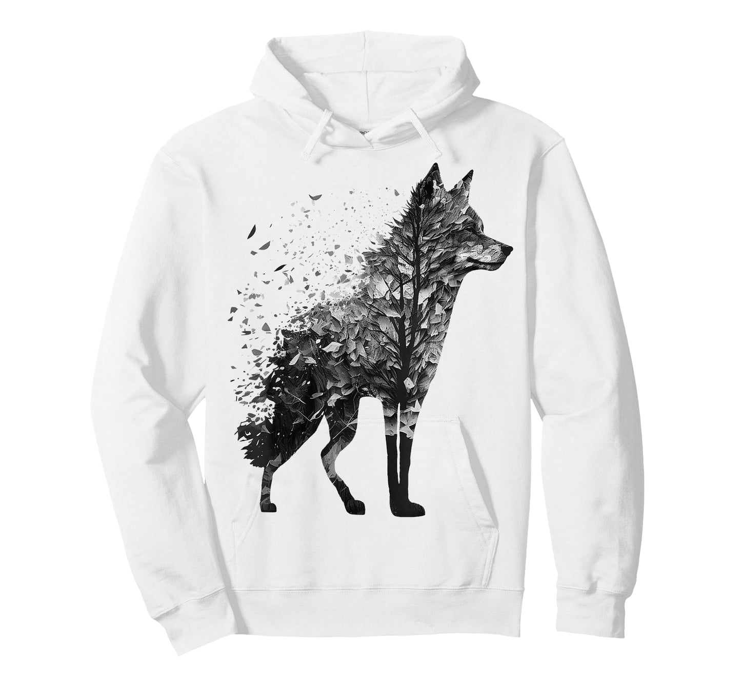 Wolf Tree Decay Drawing Animal Print Art Wolf T-Shirt