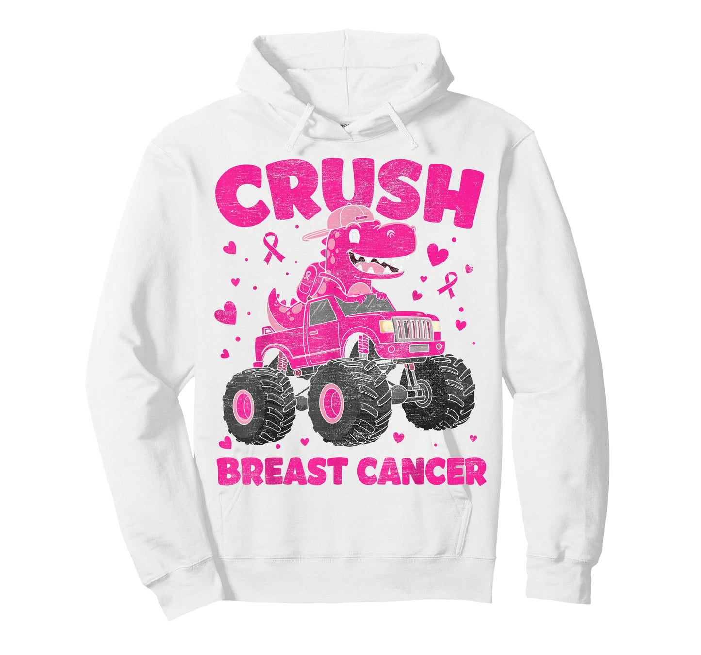Crush Breast Cancer Awareness Monster Truck Toddler Boy Kids T-Shirt